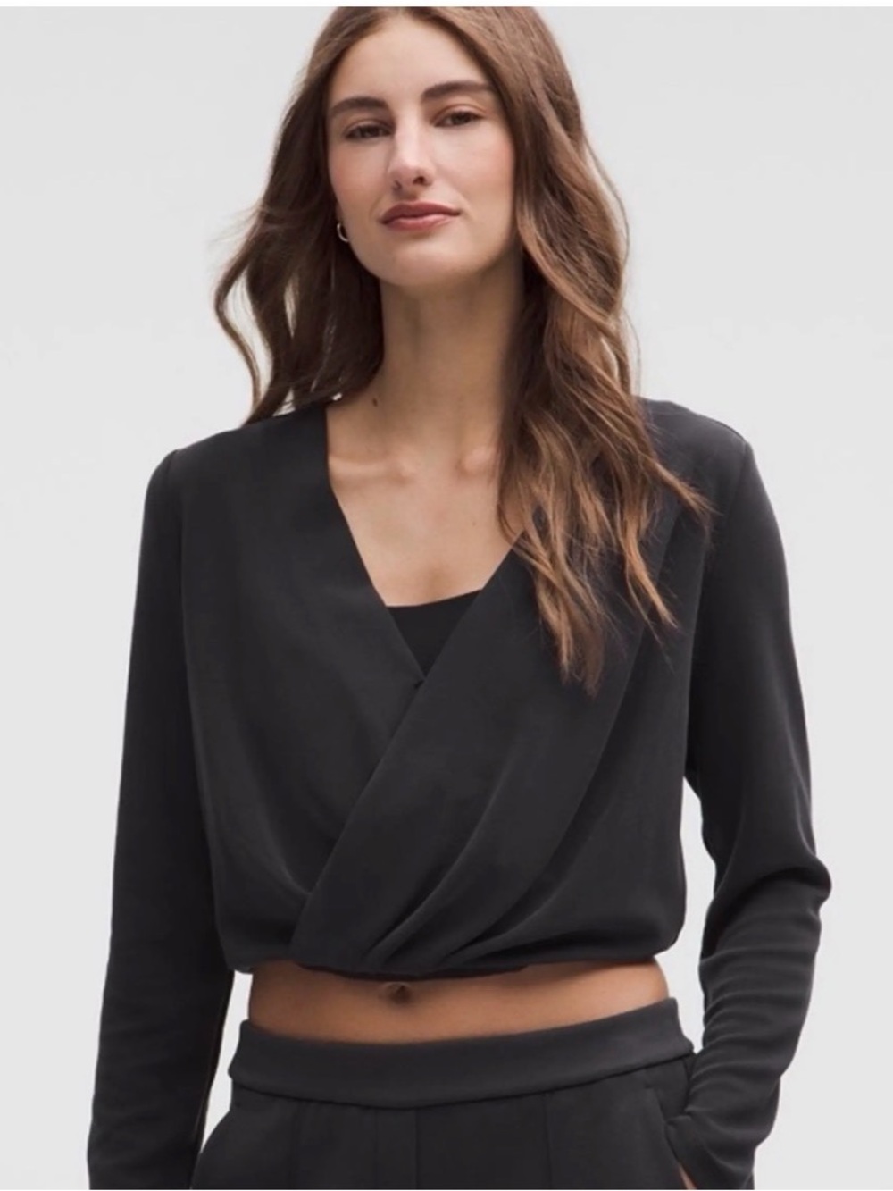 Lululemon Lightweight Softstream Wrap top black L NWOT